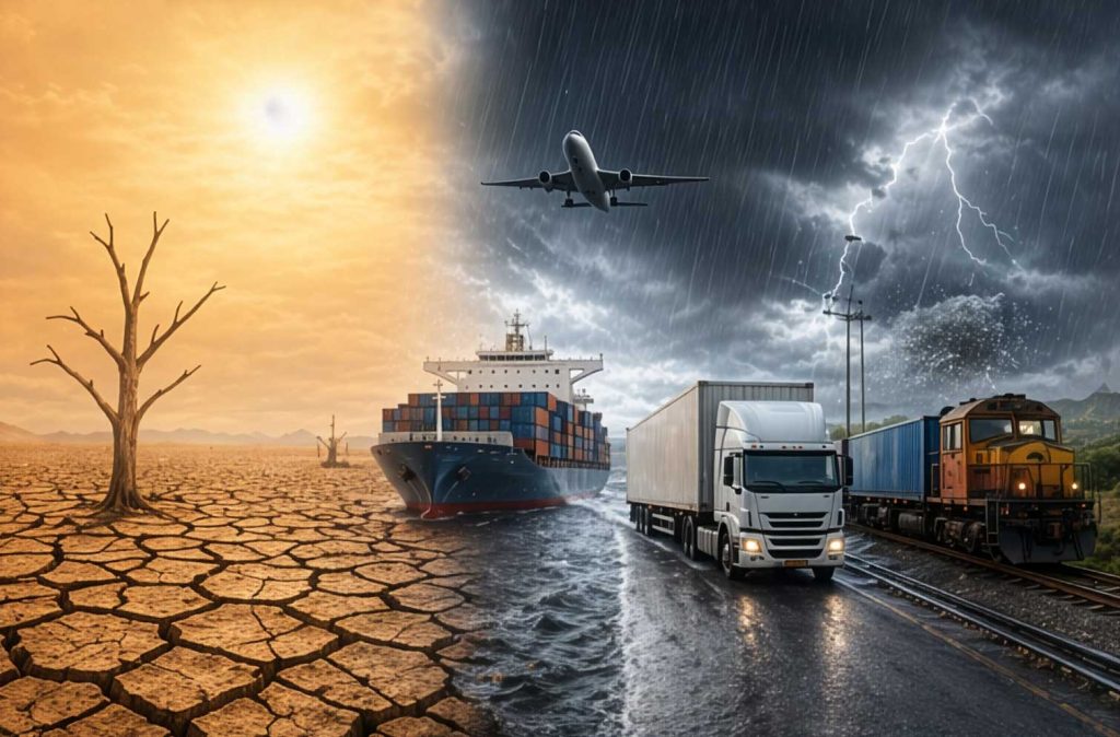 El cambio climático está transformando el transporte logístico. Eventos extremos afectan rutas, tiempos y decisiones en la cadena global.
